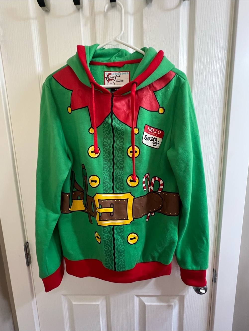 Santa's Elf Green Hooded Kids Costume Sweatshirt